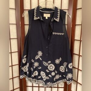 Moulinette Soeurs Midnight Blue Floral Blouse
